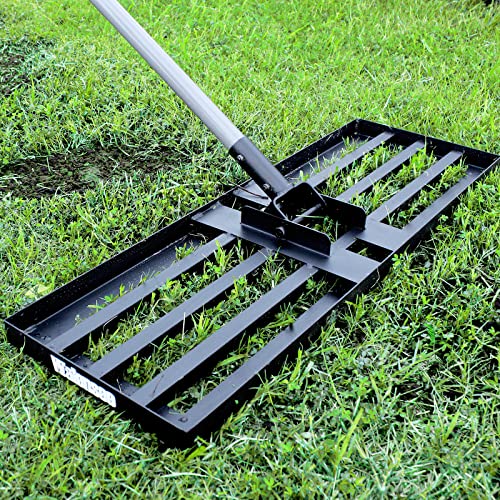 Walensee Large Lawn Leveling Rake, 45"x10" Leveler with 7FT Handle for Soil - size: 7FT 45"x10"
