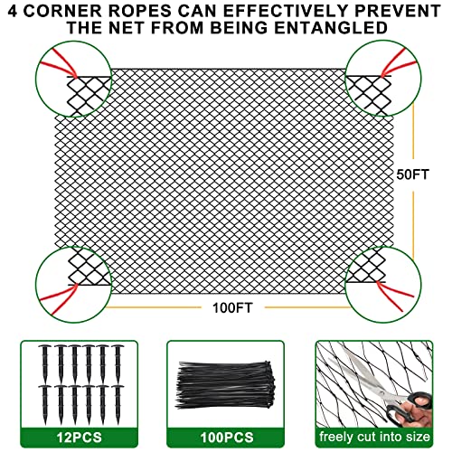 BSTPCOO Bird Netting 50'x100' with 3/4" Mesh Hawk Net for Chicken Run - size: 50'×100'-3/4''