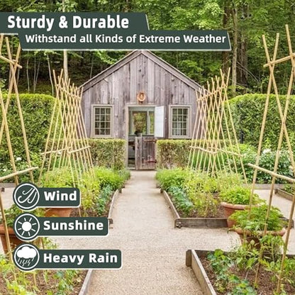30Pcs / 7ft Bamboo Plant Stakes for Indoor Outdoor Plants, Garden Plant Support Sticks, Poles for Tomato Vegetables Beans Trees Potted Climbing Plants(0.32''-0.4'') - size: 7 FT 30PCS