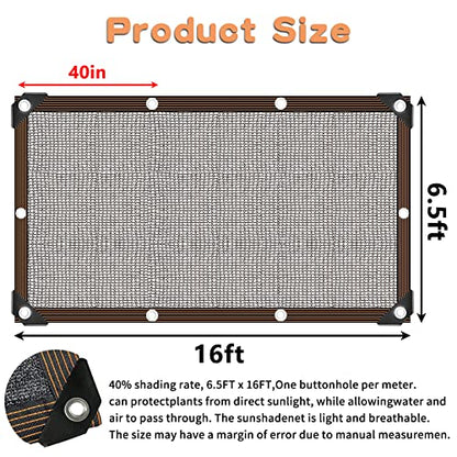 Shade Cloth for Plants Greenhouse, 40-50% Sunblock Shade Sails -for Outdoor Garden Pergola Patio Lawn Plant Sun Shade Cloths for Kennel Chicken Coop Easier to Hang Shade Net Cover - size: 6.5'x16'