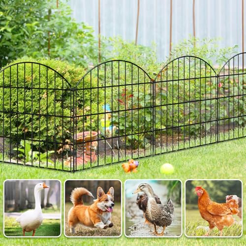 Metal Garden Fence 28 in x 37.3 ft, Dog Fence Outdoor for Yard - size: 28"Hx37.3ft (16Panels)