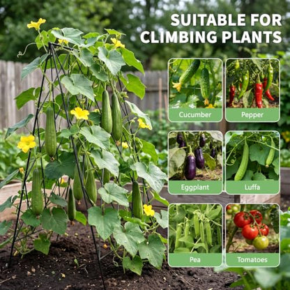DoCred 39.4" H Cucumber Trellis, 2 Pack Foldable A Frame Garden Trellis - color: Steel Black, size: 39.4" H (Standard)