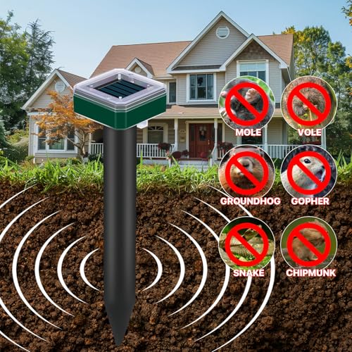 12 Pcs Mole Repellent Solar Powered Ultrasonic Snake Away for Yard Pet Safe