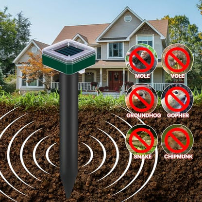 12 Pcs Mole Repellent Solar Powered Ultrasonic Snake Away for Yard Pet Safe