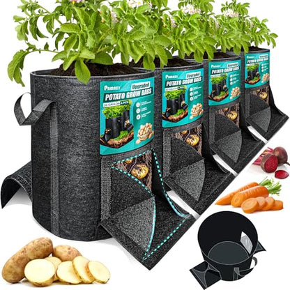 4PCS 20-Gallon Potato Grow Bag-Harvest & Visible Window Garden Planting Bag - style: 4 PCS