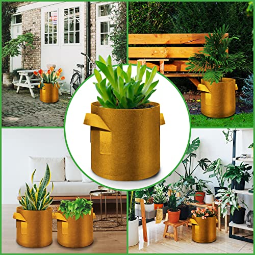 5-Pack 3 Gallon Grow Bags Heavy Duty Thickened Nonwoven Fabric Pots with Handles, Plant Grow Bags for Vegetables/Flower/Plant/Fruits, Brown - color: Brown, size: 3 Gallon