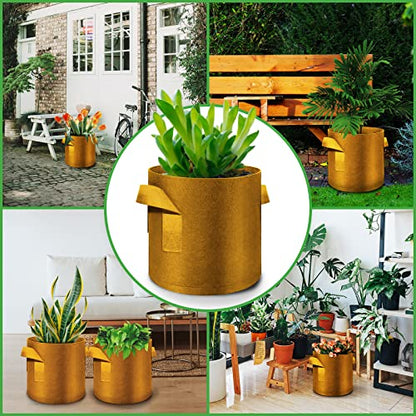 5-Pack 3 Gallon Grow Bags Heavy Duty Thickened Nonwoven Fabric Pots with Handles, Plant Grow Bags for Vegetables/Flower/Plant/Fruits, Brown - color: Brown, size: 3 Gallon