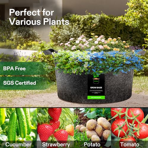 VIVOSUN 100 Gallon Plant Grow Bag Fabric Pot with Reinforced Handles - size: 100 Gallon
