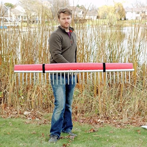 ShoreTech Ultralite Lake Weed Rake – 24" Head with 7ft Lightweight Aluminum Handle – 20 Durable Tines – Quick Release Handle – Includes Rope & Float Kits – for Lakes, Ponds, and Shoreline Cleanup.