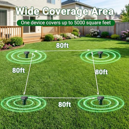 Mole Repellent Solar Powered, 8 Pack Gopher Repellent Ultrasonic for Lawns, IP65 Waterproof Mole Deterrent for Yard, Outdoor Pest Control for Groundhog, Vole, Armadillo, Chipmunk, Snake