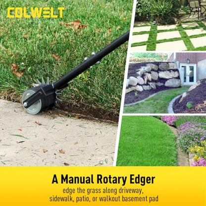 Colwelt Rotary Edger Lawn Tool, 59’’ Manual Lawn Wheel Rotary Grass Edger