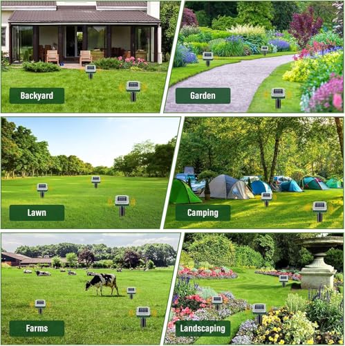 Mole Repellent Solar Powered Waterproof Sonic Spikes, Outdoor Long-Lasting Snake Repelling Stakes, Get Rid of Groundhog Chipmunk Vole for Lawns, Garden, Farm & Yard, 10 Pack