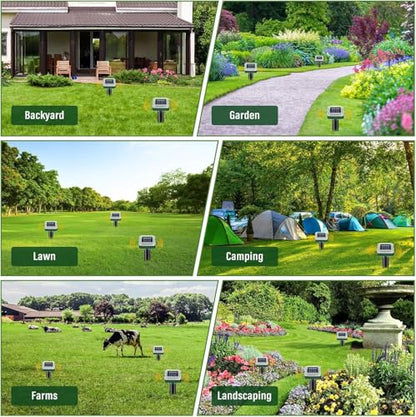 Mole Repellent Solar Powered Waterproof Sonic Spikes, Outdoor Long-Lasting Snake Repelling Stakes, Get Rid of Groundhog Chipmunk Vole for Lawns, Garden, Farm & Yard, 10 Pack