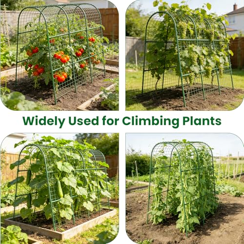 Cucumber Trellis for Raised Bed 48" L x 48" H U-Shape Garden Trellis for Climbing Plants Outdoor, Metal Arch Trellis for Vegetables, Plant Support for Tomato Pea Zucchini Grape Flowers