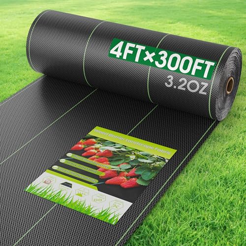 4FTx300FT Weed Barrier Fabric Heavy Duty, Gardening Landscape Fabric Cover Mat, Durable Weed Control Fabric for Garden Bed Cover, Landscaping, Commercial Driveway, Underlayment Use (4x300FTT-3.2OZ) - style: 4x300FTT-3.2OZ