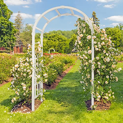 VINGLI Vinyl Garden Arbor, PVC Wedding Arch for Ceremony Party, Garden Trellis for Climbing Plants Outdoor, Arch Backdrop Stand for Garden, Backyard, Lawn - color: White, size: 39.5in
