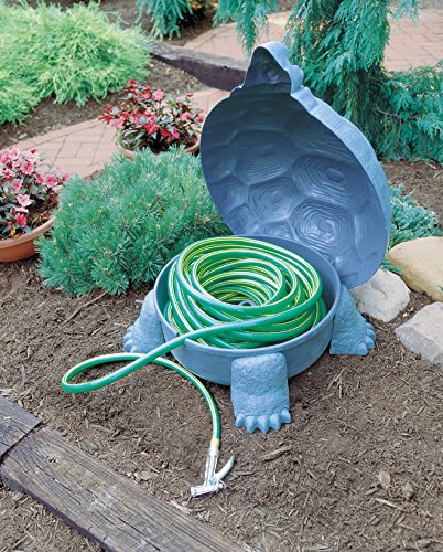 Darwin the Galapagos Turtle Hose Hider & Garden Tool Storage Statue - 100 Foot Hose Capacity - Patina Finish - style: Turtle Without Hose Reel