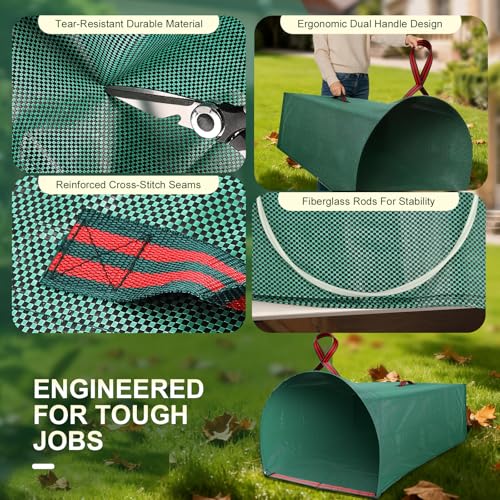 Yard Waste Bags 72 Gal 2-Pack, Reusable No-Bend Dustpan Leaf Bags