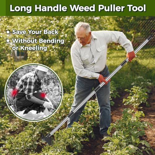 Weed Puller Tool with Long Handle - 54" Heavy Duty Manual Weeder & Garden Hoe, 2 in 1 Uprooting Tool for Yard, Lawn, Flower Bed, and Patio, Durable Weed Remover for Gardening (54") - style: 54"