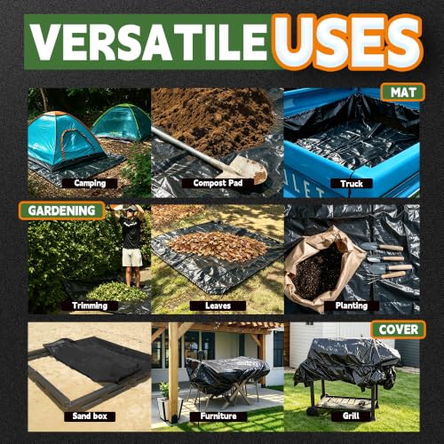 RAINDEWAY Drawstring Tarps 10x10 Feet Black Waterproof Leaf Tarp - size: 10x10 Feet(pack of 1)