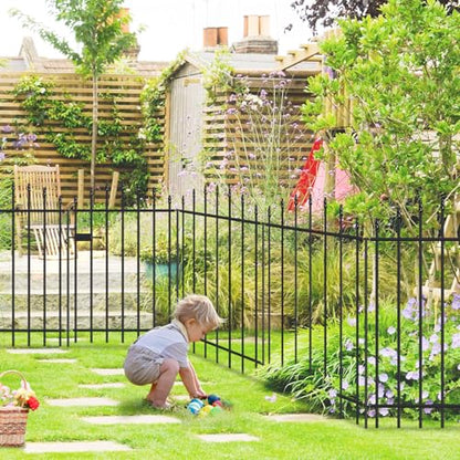 36" x 12' No-Dig Metal Garden Fence with Gate, Outdoor Fencing for Yard - size: Roman Col 36″H x 12ft (1Gate+5Panels)