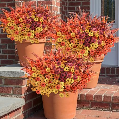 Artificial Fall Flowers for Outdoors, Fall Flowers Decor, 15Pcs Fake Mums - size: 15 pcs
