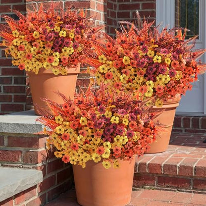 Artificial Fall Flowers for Outdoors, Fall Flowers Decor, 15Pcs Fake Mums - size: 15 pcs