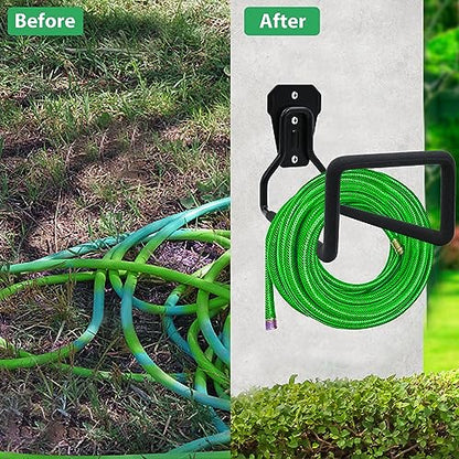 Garden Hose Holder - Hose Hanger Wall Mount, Heavy Duty Water Hose Holder for Outdoor/Indoor Use in Yard, Metal Durable Hose Hooks, Ideal for Water Hose Storage