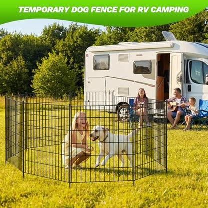 Toolterritary 10 Panels No Dig Decorative Garden Fence with Gate, 40in(H) x 26.0ft(L), Dog Fence Outdoor for Yard - Rustproof Metal Animal Barrier Fencing for Patio, Flower Bed - size: 40 in(H)×29.5in(L)