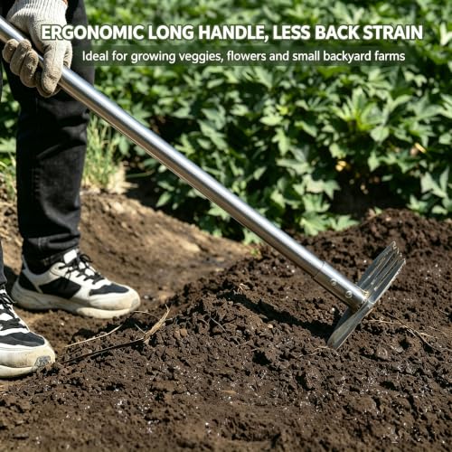 BARAYSTUS Garden Hoe Heavy Duty, Adjustable Long Handle Weeding Tool - size: Large Head: 4.1" W x 8.5" H