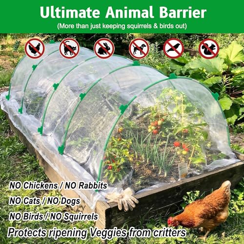 Garden Hoops for Raised Beds, Splinter-Free Fiberglass Greenhouse Hoops Grow Tunnel, 36 Pcs Adjustable Frame for Row Cover & Bird Netting, Rust-Proof DIY Outdoor Plant Stakes