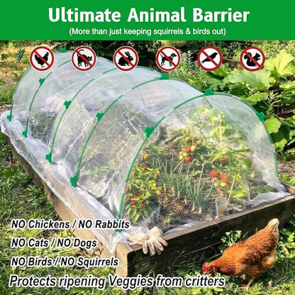 Garden Hoops for Raised Beds, Splinter-Free Fiberglass Greenhouse Hoops Grow Tunnel, 36 Pcs Adjustable Frame for Row Cover & Bird Netting, Rust-Proof DIY Outdoor Plant Stakes