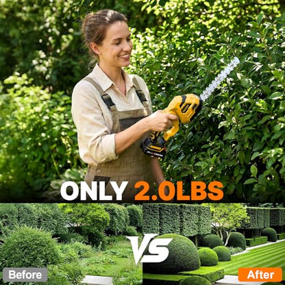 OGERY 21V Cordless Hedge Trimmer & Grass Shears, 2-in-1 Powerful Dual Batteries Electric Bush Trimmer with 8.9” Hedge Blade & 5.1” Grass Trimmer, Adjustable Angle, Lightweight for Garden & Lawn Care