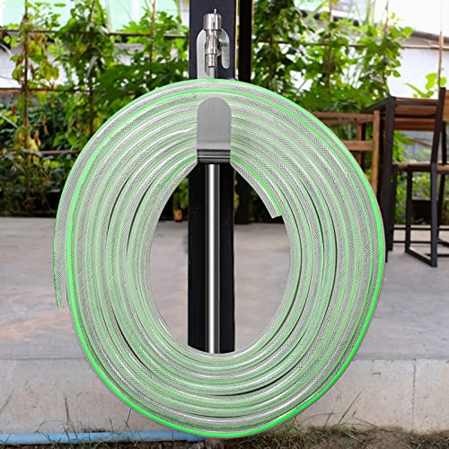 Garden Hose Hanger, Stainless Steel Wall Mount Water Hose Holder, Hanging Hose Storage Rack Hose Stand for Garden Hose, Ropes, Outside Yard (2 Pack, Silver) - color: Silver(2 pack)