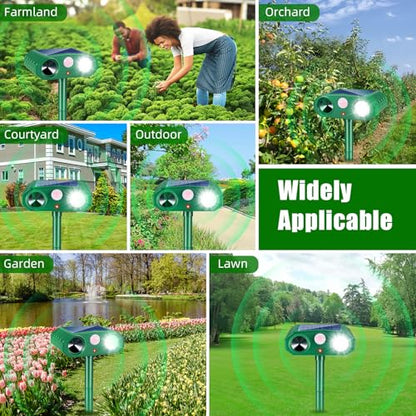 2 Pack Sonic Fortress Pro Deer Repellent Solar Animal Repellent Outdoor