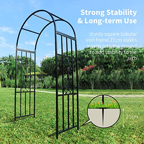 SCENDOR Metal Garden Arbor, Curved Iron Trellis Arch, Outdoor for Climbing Plants & Wedding Ceremony