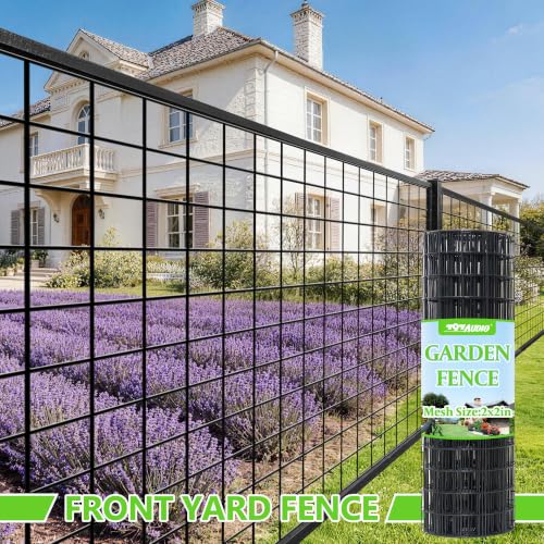 Black PVC Coated Welded Wire Fencing,2"x2" 16 Gauge,24inch H x 100ft L Garden Wire Fence Roll,2/3/4/5/6ft Tall x 50/100 ft Long Vinyl Coating Metal Wire Mesh for Yard,Farm,Dog,Vegetable Protection - color: Black, size: 2"x2" 24inx100ft
