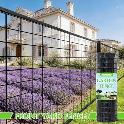 Black PVC Coated Welded Wire Fencing,2"x2" 16 Gauge,24inch H x 100ft L Garden Wire Fence Roll,2/3/4/5/6ft Tall x 50/100 ft Long Vinyl Coating Metal Wire Mesh for Yard,Farm,Dog,Vegetable Protection - color: Black, size: 2"x2" 24inx100ft