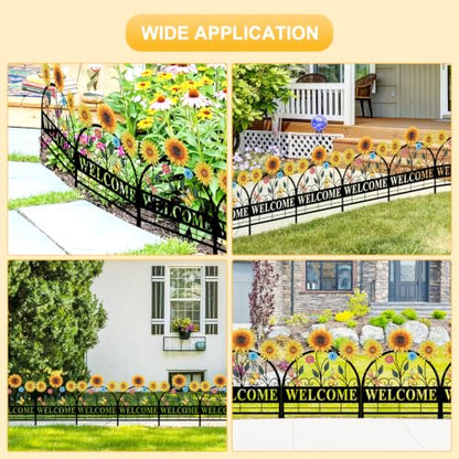 4 Pack Sunflower Garden Fence Metal Butterfly Flower Design - style: Sunflower