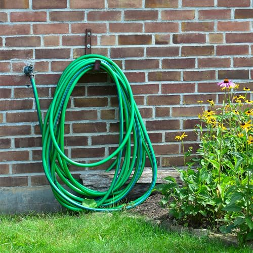 Suncast Metal Wall Mount Hose Hanger Durable and Space Saving Garden Hose Storage Solution Holds up to 150 Feet of Hose for Backyard or Garden, Brown