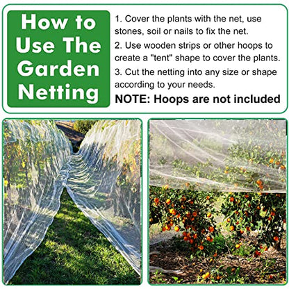 2 Pcs Mosquito Netting, 6.5'x10' Insect Garden Bird Netting Pest Barrier - size: 6.5 x 10 Ft x 2 pcs