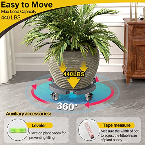 Goovilla Plant Stand with Wheels 440LBS Load,1Pack, Adjustable 15-22",Gray - color: Grey