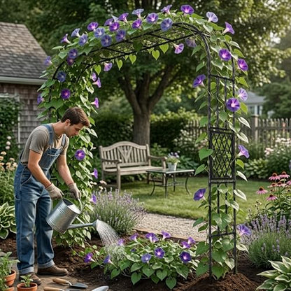 Heavy Duty Garden Arch Trellis,98.4 x98.4 in, with Lattice - size: 98.4 x 98.4 x 15.4 Inch
