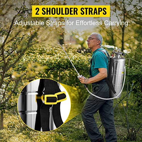 Happybuy 3.5 Gallon Stainless Steel Sprayer, 20" Wand & 3FT Reinforced Hose, Pressure Gauge, Safety Valve&Adjustable Nozzle, Garden Weed Pump Sprayer for Lawn, Gardening - size: 3.5 Gallon