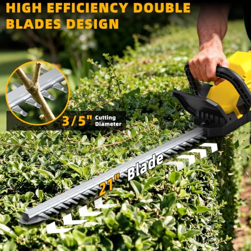 21-in 21V Cordless Battery Powered Electric Hedge Trimmer Yellow - color: Yellow