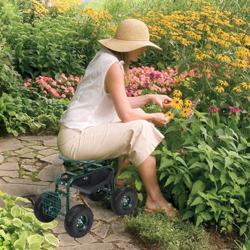 BESTHLS Rolling Garden Cart with Seat on Wheels Heavy Duty Support 500lb - size: Style D