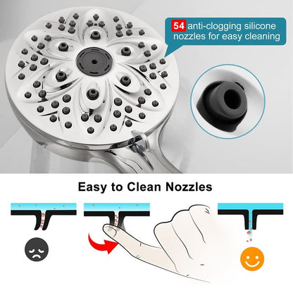 JDO High‑Pressure 6‑Setting Handheld Shower Head, 4.7 Inch Chrome Premium - color: Chrome 2, style: 6 Modes