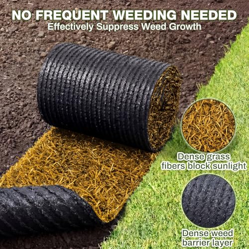 Nuanchu 5.5 in x 20 ft Recycled Rubber Walkway, Brown Rubber Mulch Mat Roll - color: Brown, size: 5.5 in x 20 ft