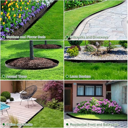 Landscape Edging, 2 Inch Tall 33 Ft No Dig Landscape Garden Edging Border Kit with 50 Anchoring Spikes, Plastic Garden Border for Landscaping Flower Bed Lawn Yard Grass Paver Pathway Walkway, Black - size: 2IN x 33FT