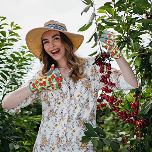 Leather Gardening Gloves for Women Thorn Proof Garden Gloves Touch Screen Working Gloves Gifts,M - color: Cherry